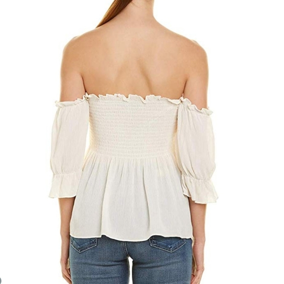 1. State Off The Shoulder Smock Bodice 3/4 Sleeve Bell Cuff Antique White L NWT - Picture 6 of 8